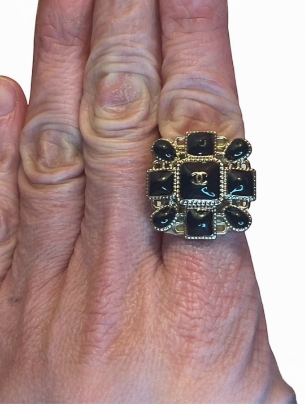 Upcycled CC  Button Cocktail Ring - Picture 7 of 7